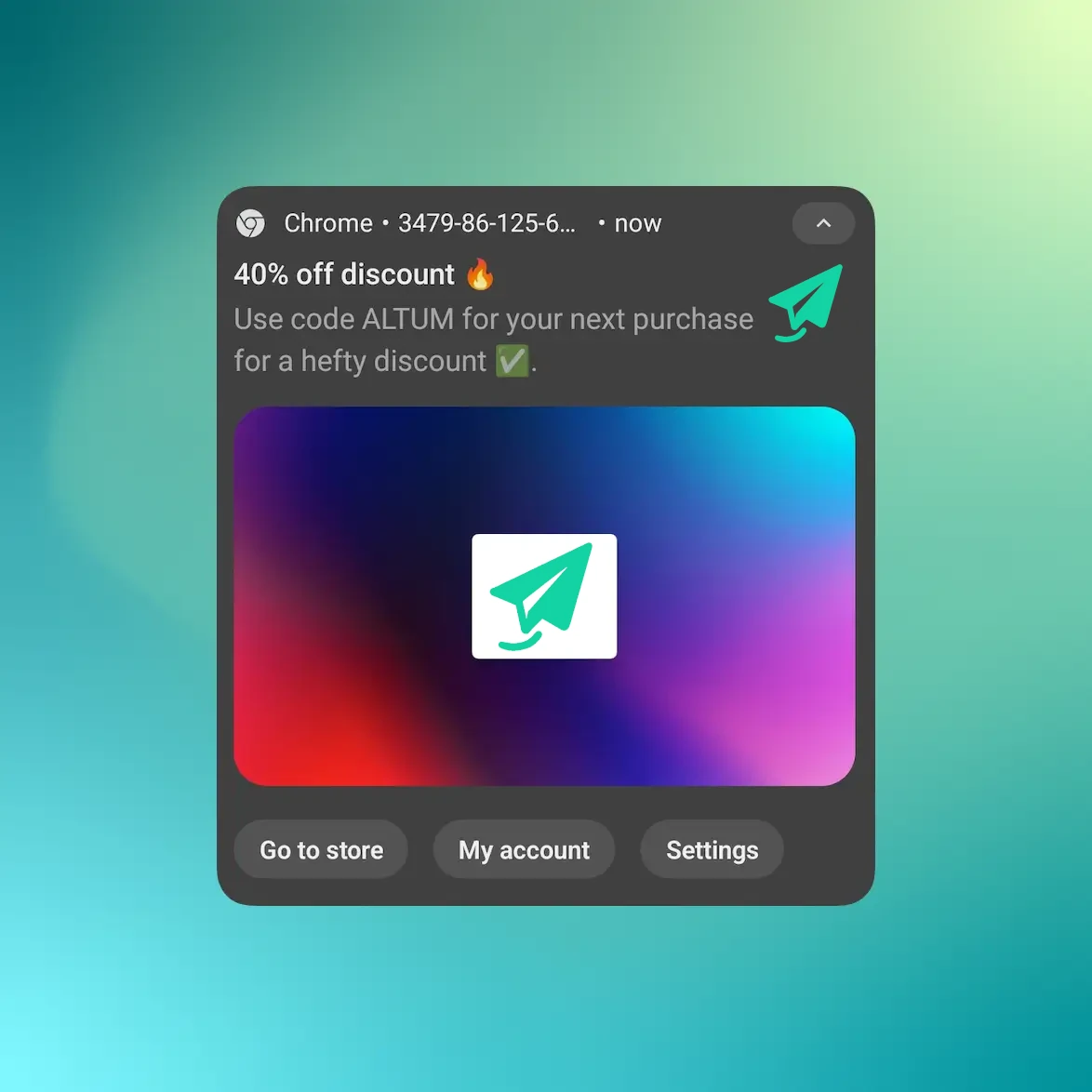 Screenshot of the app sending web push notifications